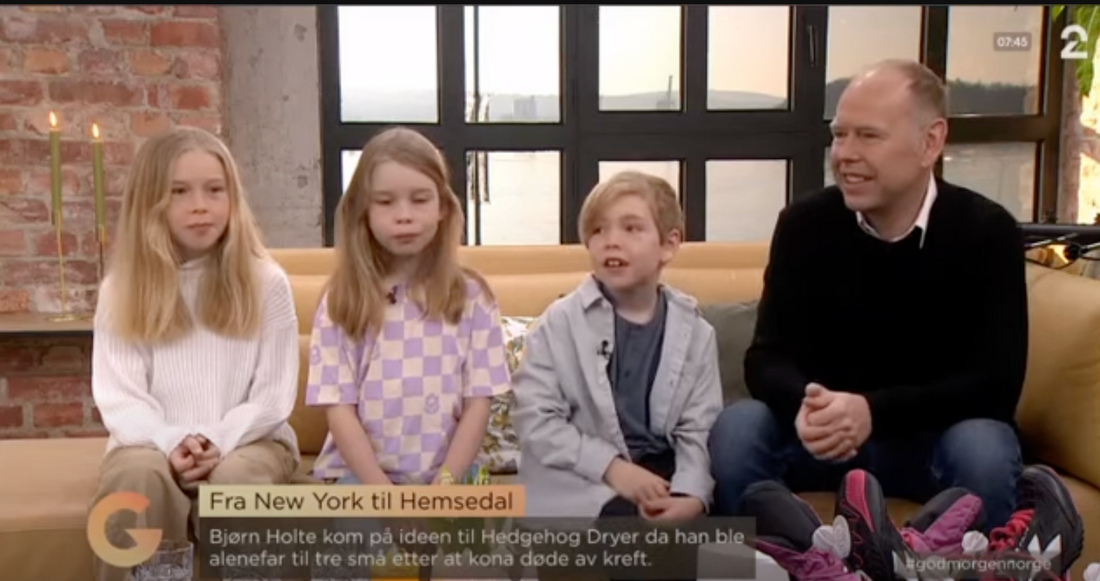 Hedgehog Dryer family on TV2 God Morgen Norge Good Morning Norway